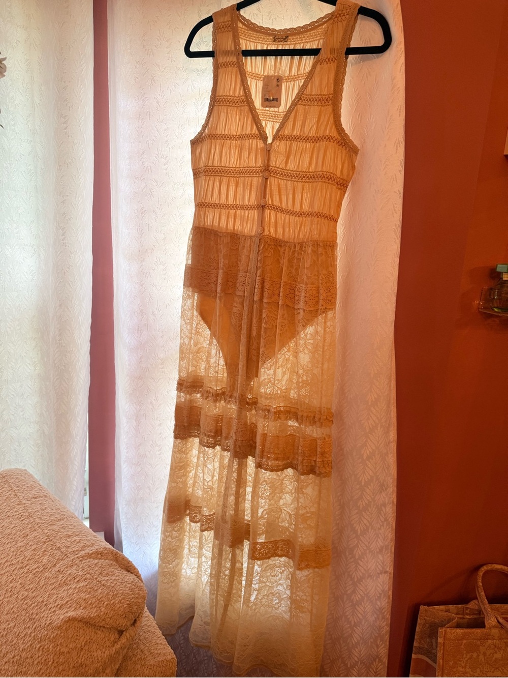 Intimately by Free People Sweet Saloon sleeveless maxi bodysuit in tea